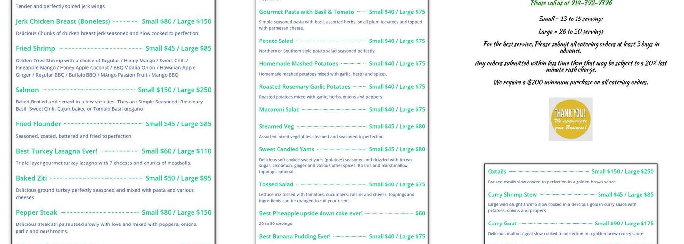 Caribbean Magic Pot Menu