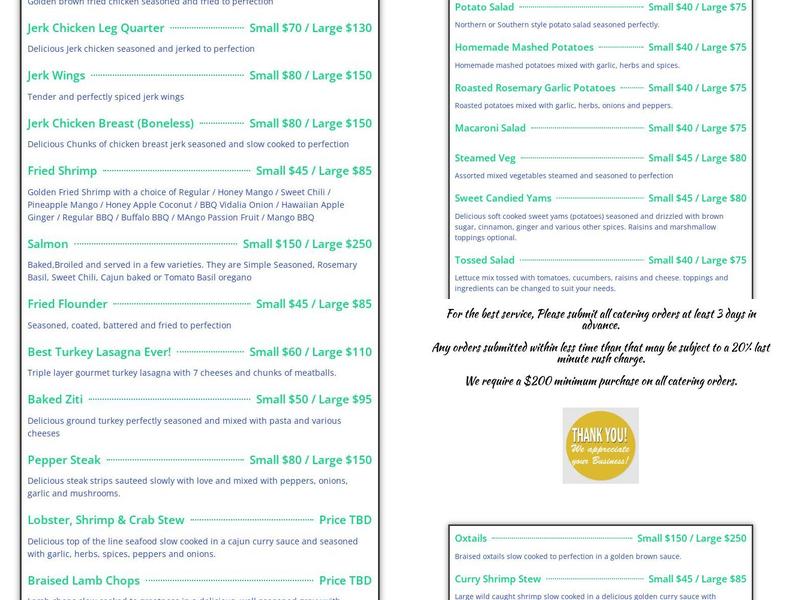 Caribbean Magic Pot Menu