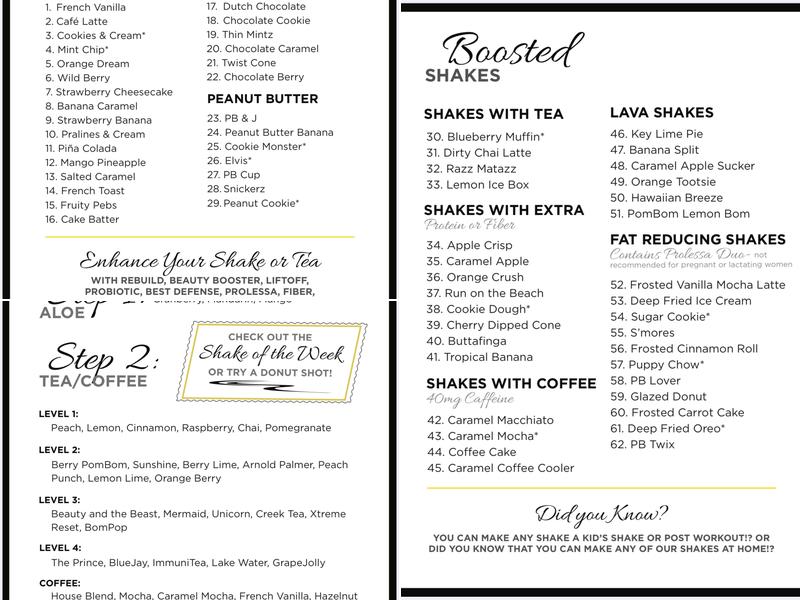 Creek Nutrition Menu