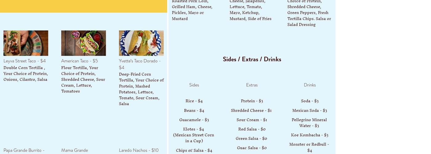 Junbuggies Grill Menu