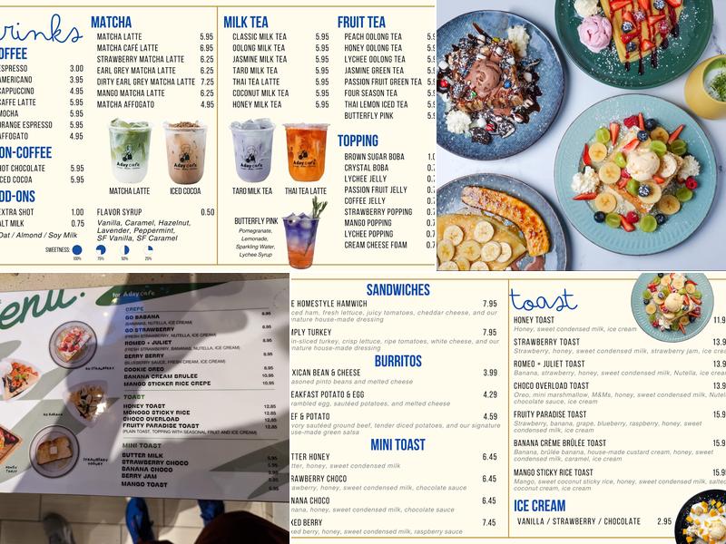 A day cafe Menu