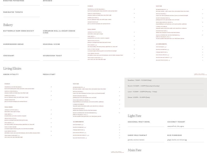 Clay at Wildflower Farms Menu