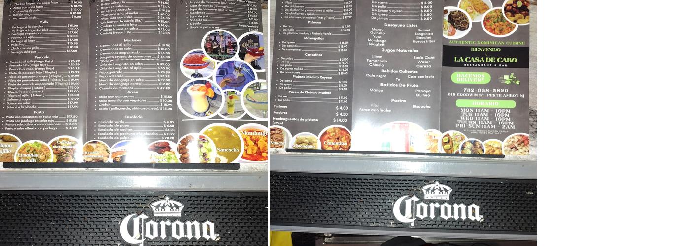 Casa De Cabo Menu