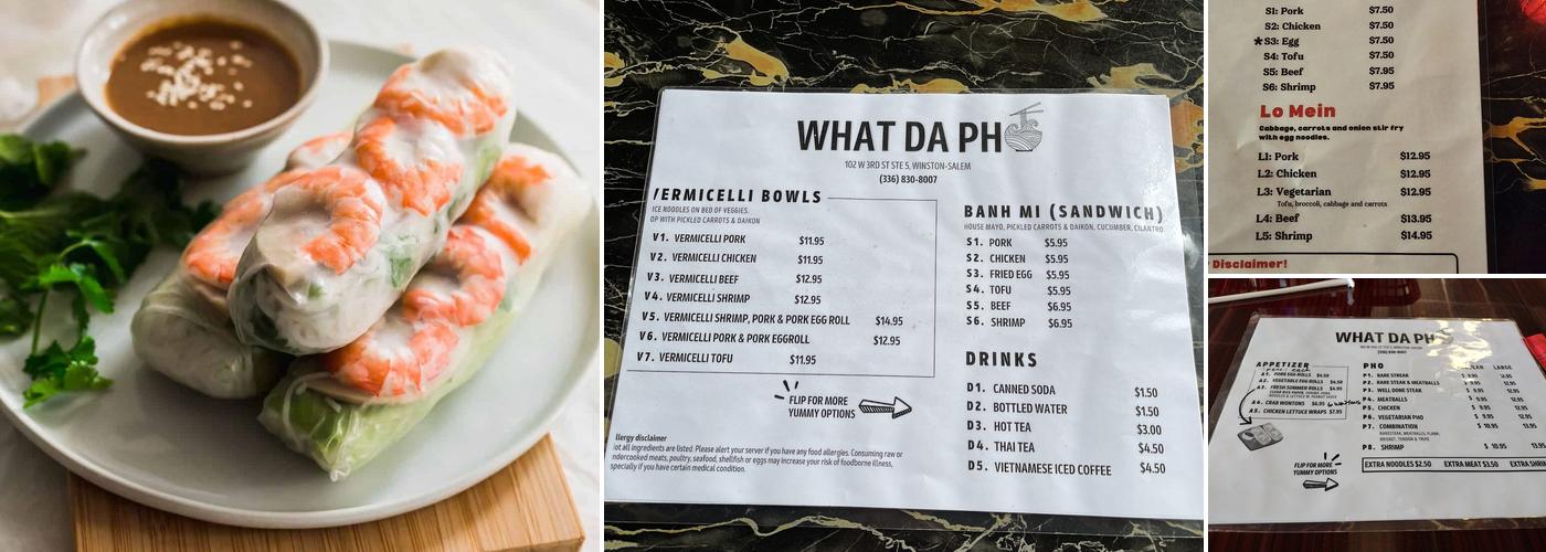 What Da Pho Menu
