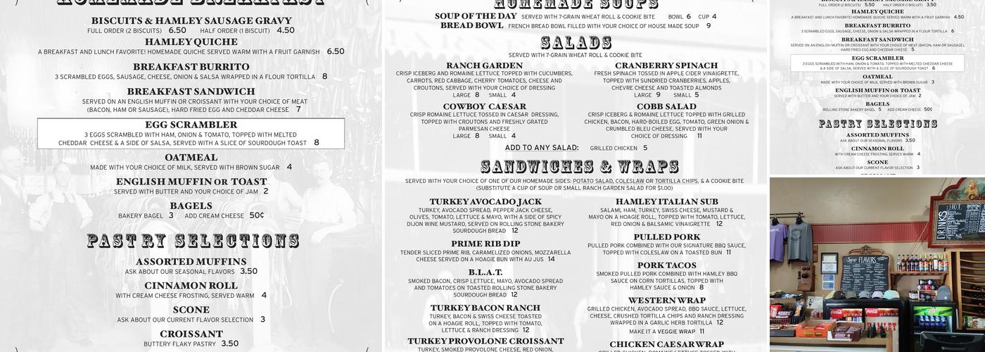 Hamley Cafe Menu