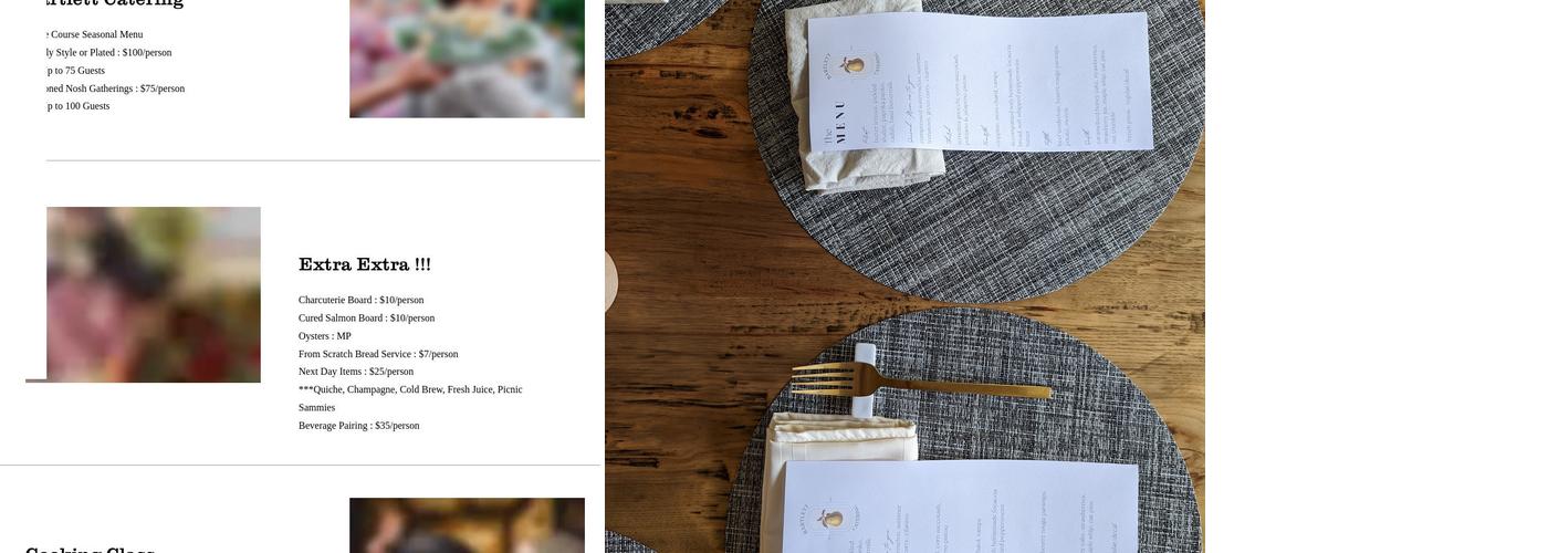 Bartlett Catering Menu