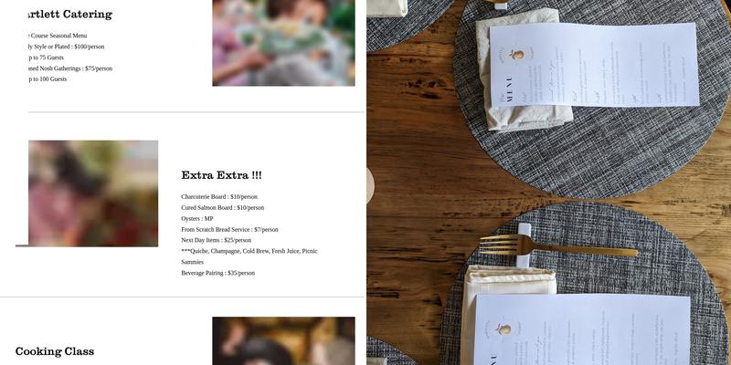 Bartlett Catering Menu