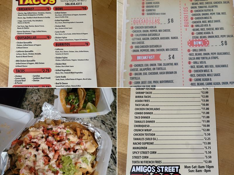 Amigos Street Tacos 14 mile Menu