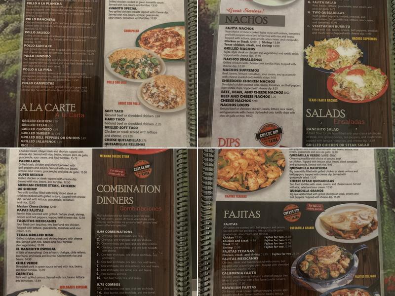 El Ranchito Mexican Grill Menu