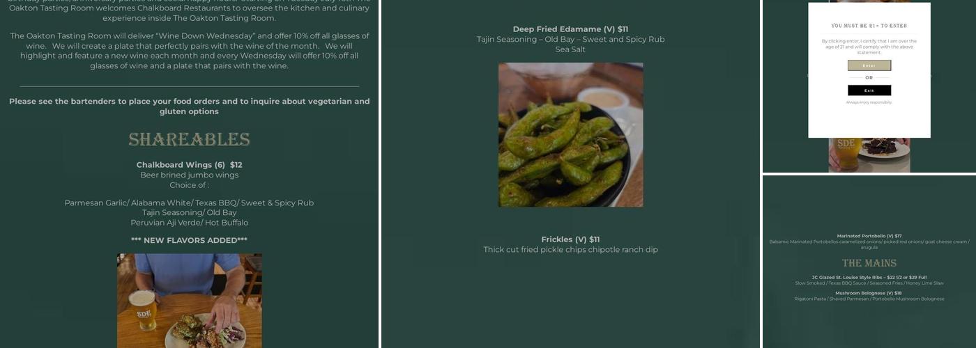 Settle Down Easy - Oakton Tasting Room Menu