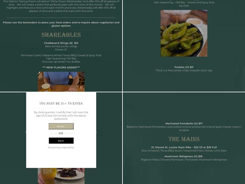 Settle Down Easy - Oakton Tasting Room Menu