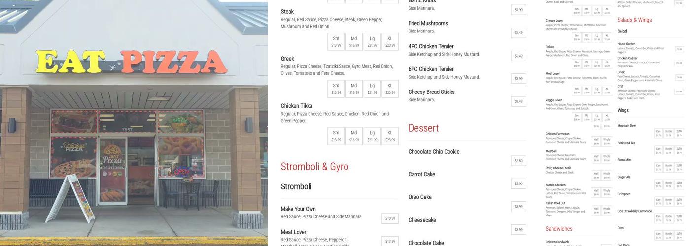 Eat Pizza Menu