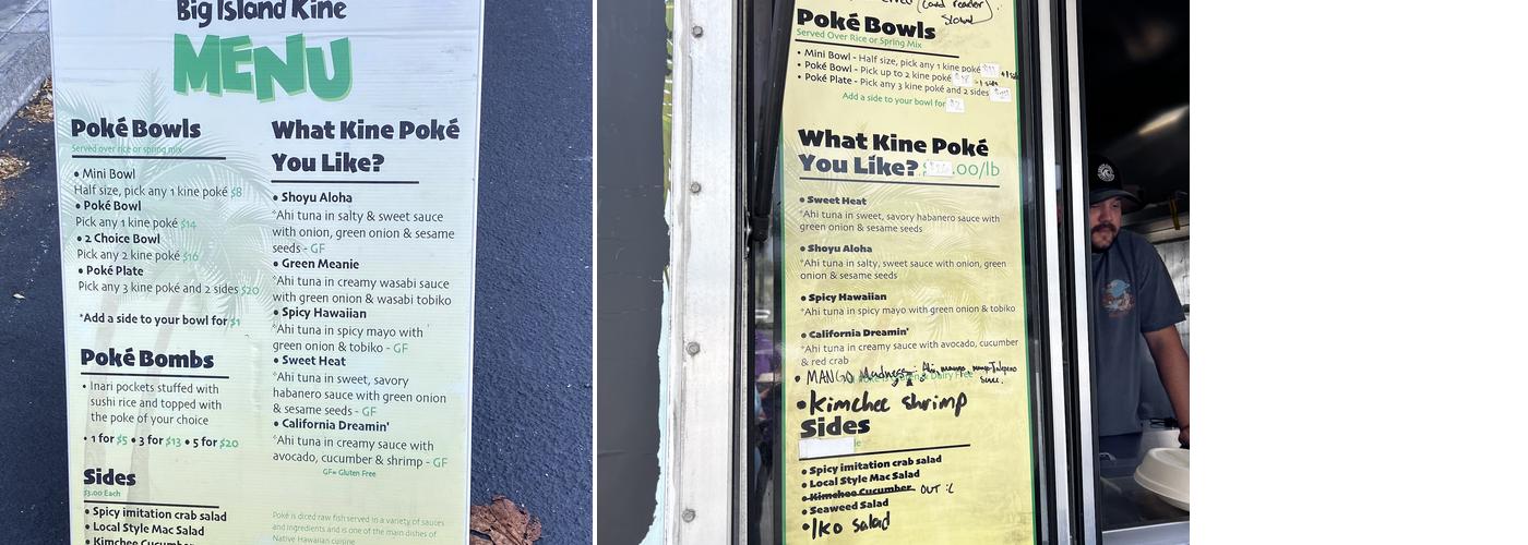 Big Island Kine Menu