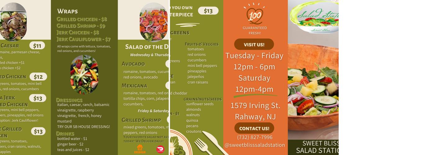 SweetBliss Salad Station & Event Space Menu
