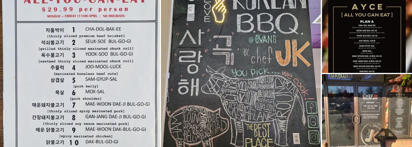 Chef JK Korean BBQ Master Menu
