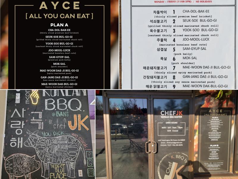 Chef JK Korean BBQ Master Menu