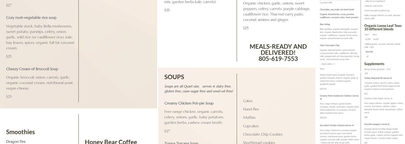 Nosh Paleo Cafe Menu