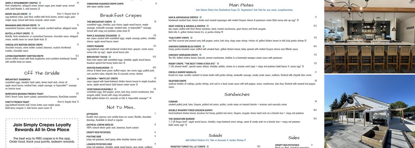 Simply Crepes Kitchen and Bar Webster - Penfield Menu