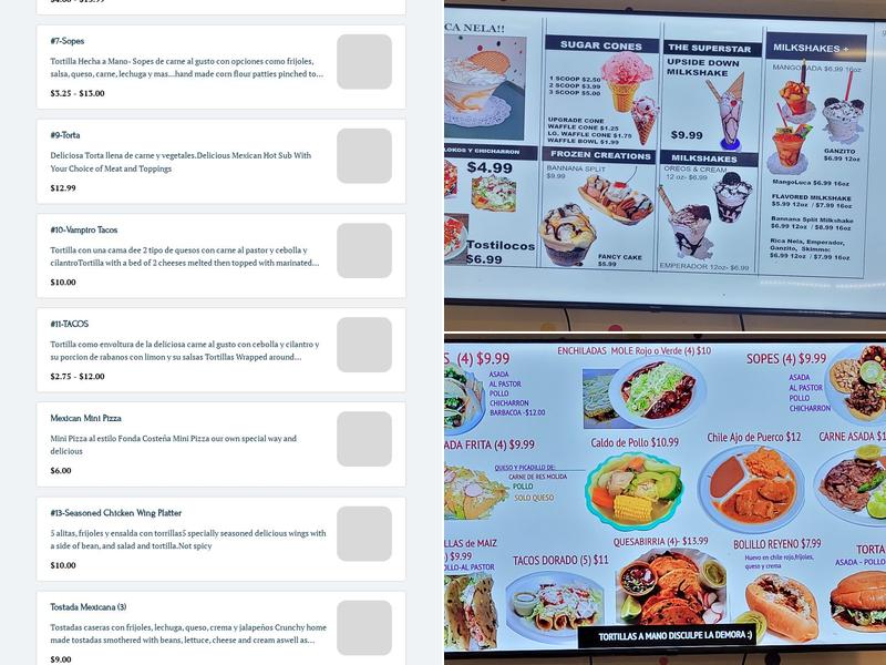 Fonda Costeña LLC Menu