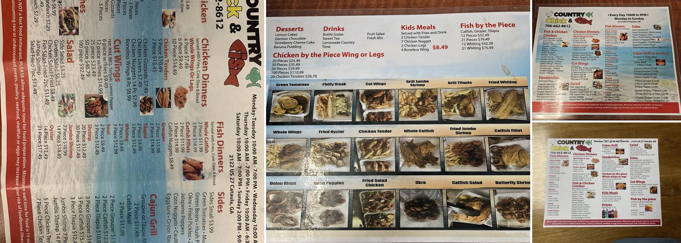 Country Chick & Fish New York Style Menu