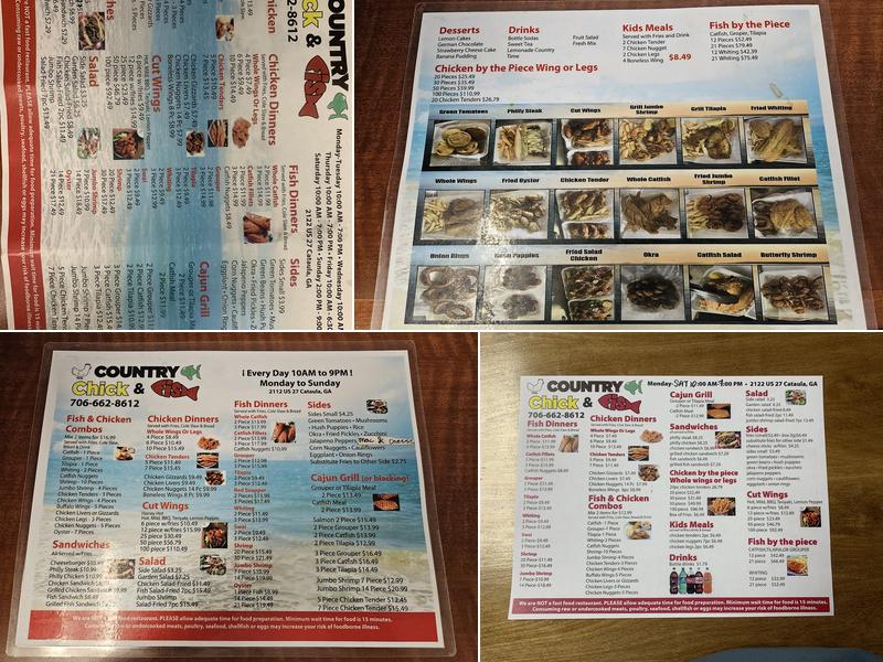 Country Chick & Fish New York Style Menu