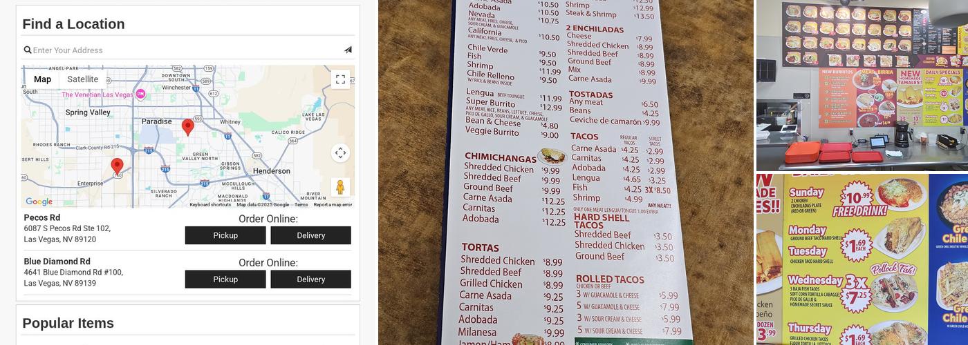 Habaneros Taco Grill #9 (S. Pecos Rd.) Menu