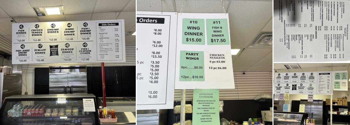 Thurston seafood (Not Fish Market) Menu