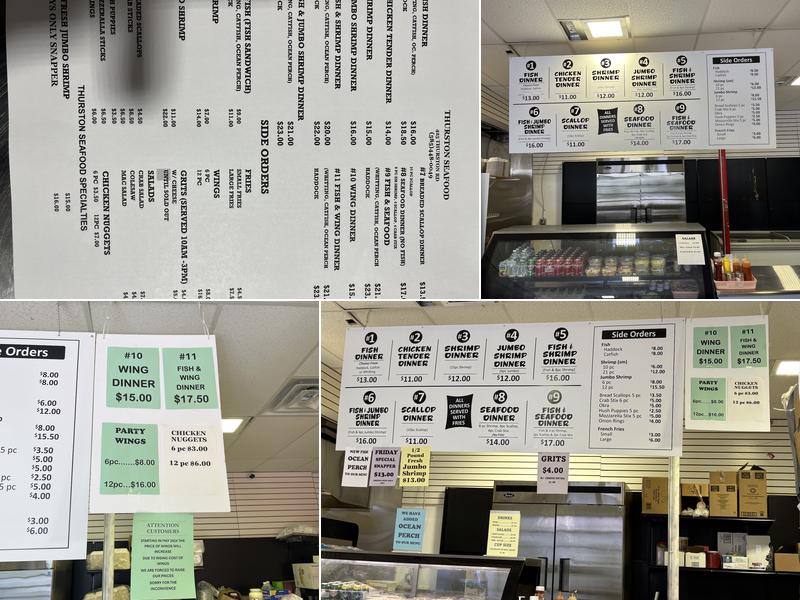 Thurston seafood (Not Fish Market) Menu