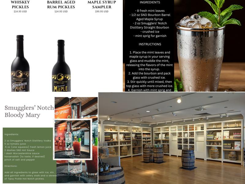 Smugglers' Notch Distillery Tasting Room Menu