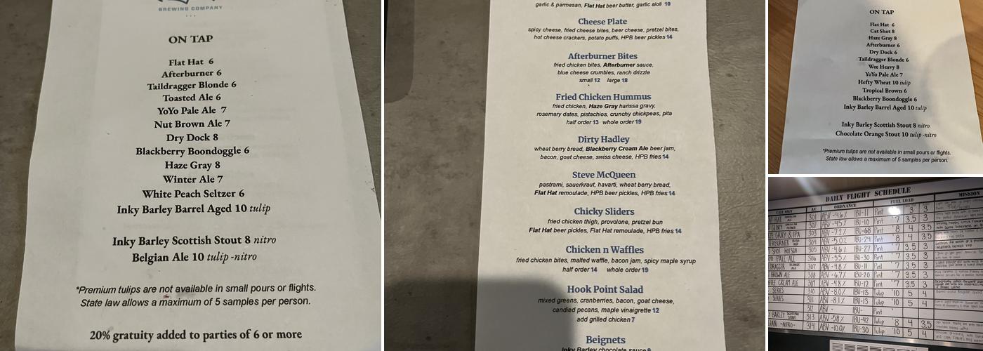 The READY ROOM by Hook Point Brewing Menu