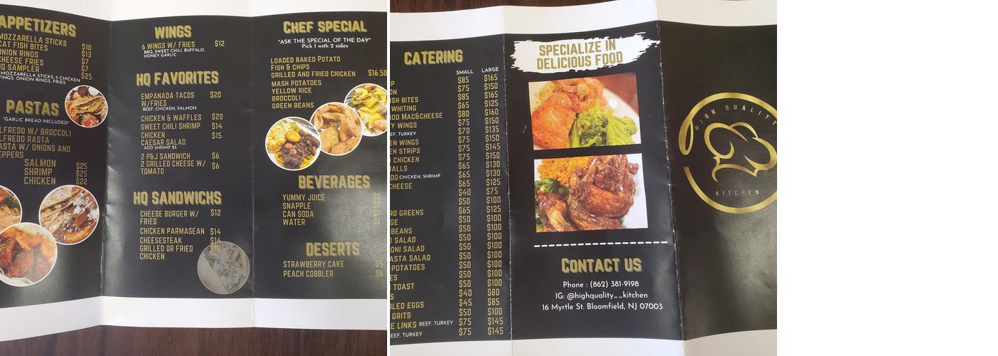High Quality Kitchen Menu