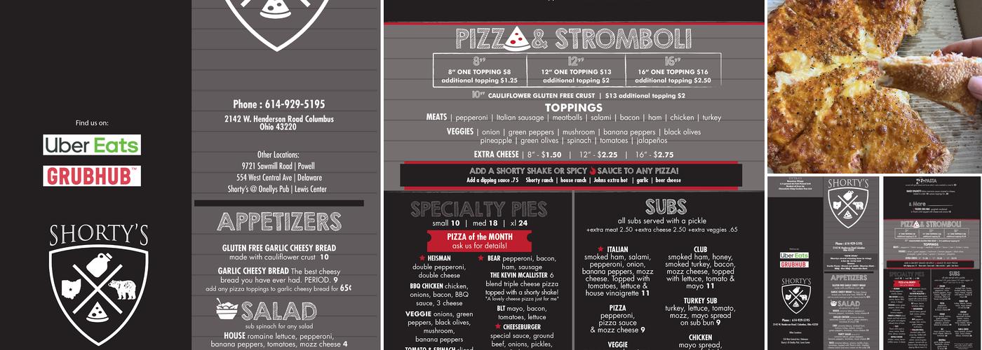 Shortys Pizza Henderson Road Menu