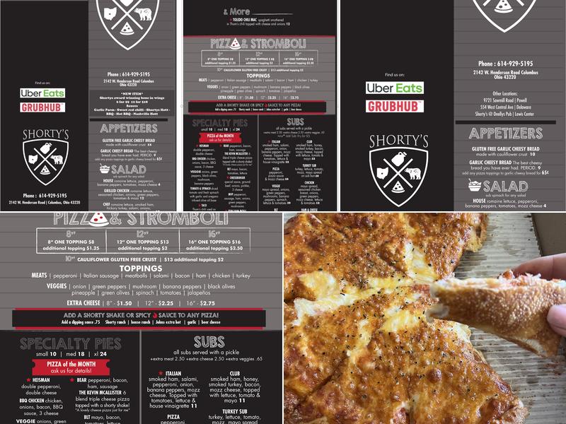 Shortys Pizza Henderson Road Menu