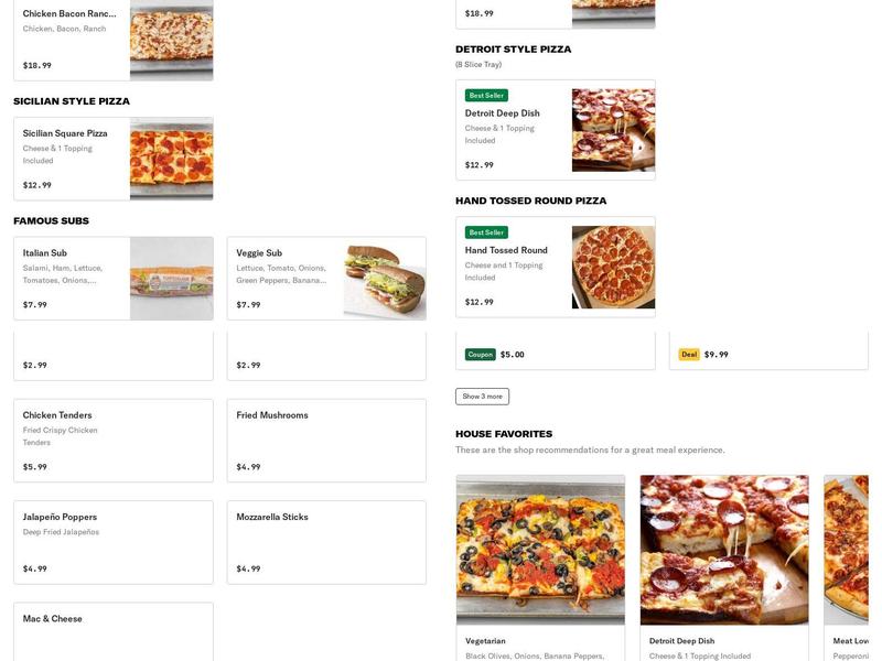 Buscemi's pizza Menu