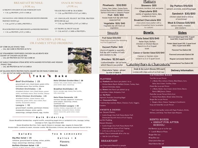 Calorita Food & Prep Menu