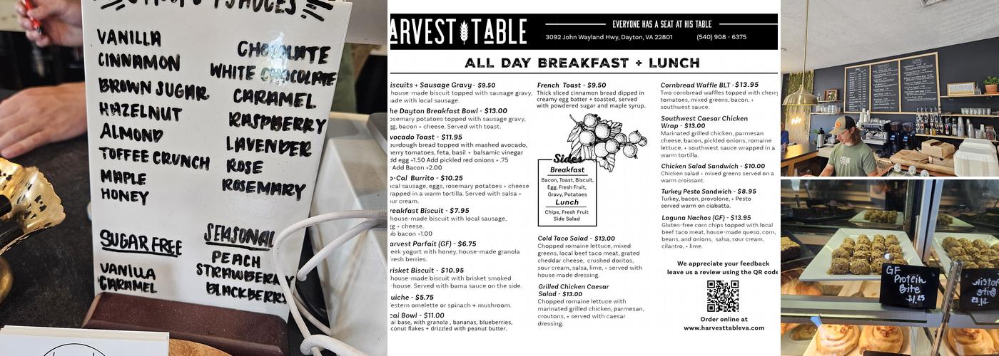 Harvest Table Menu
