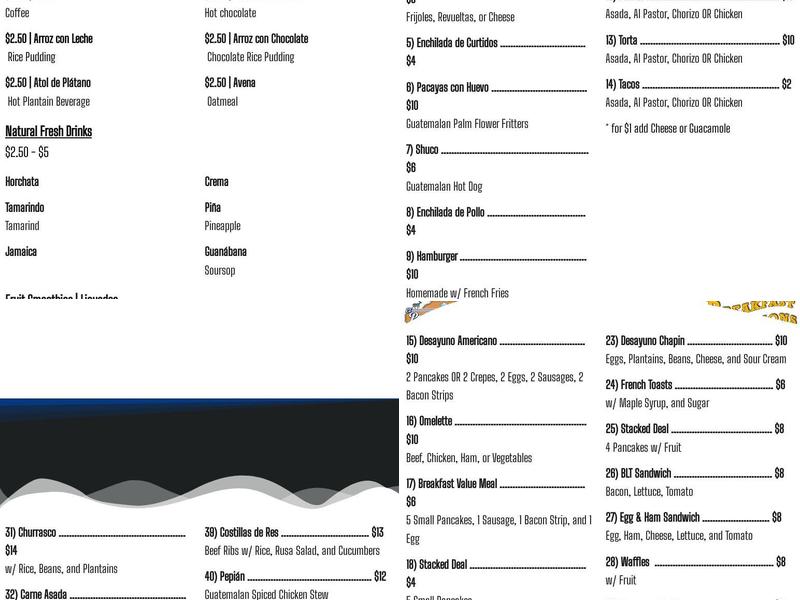 El Palacio Chapin Restaurant Menu