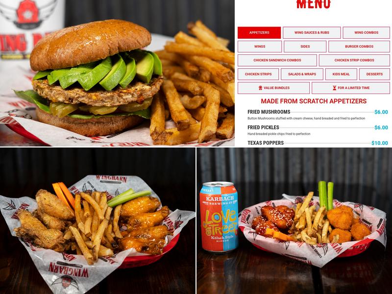 Wing Barn McColl Menu