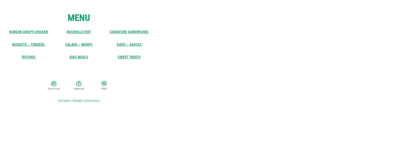 BB's Crispy Chicken Menu