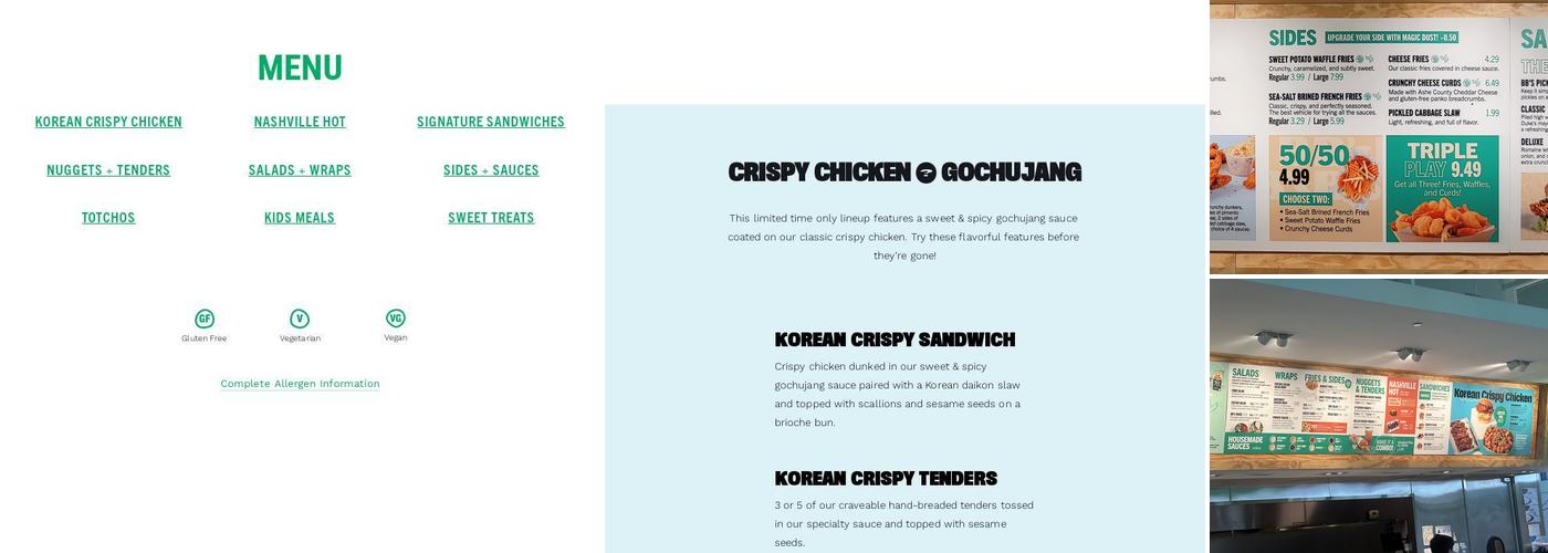 BB's Crispy Chicken Menu