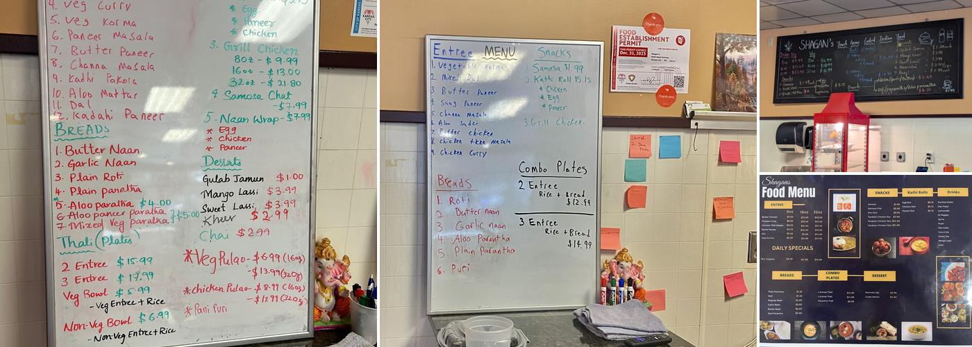 Shagan's Menu