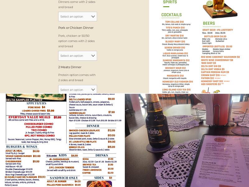 Delta Que & Brew Menu