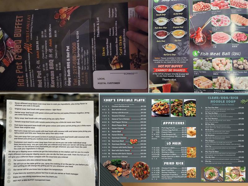 Hot Pot & BBQ Buffet Menu