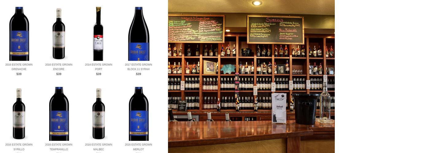Cougar Crest Estate Winery Walla Walla Menu