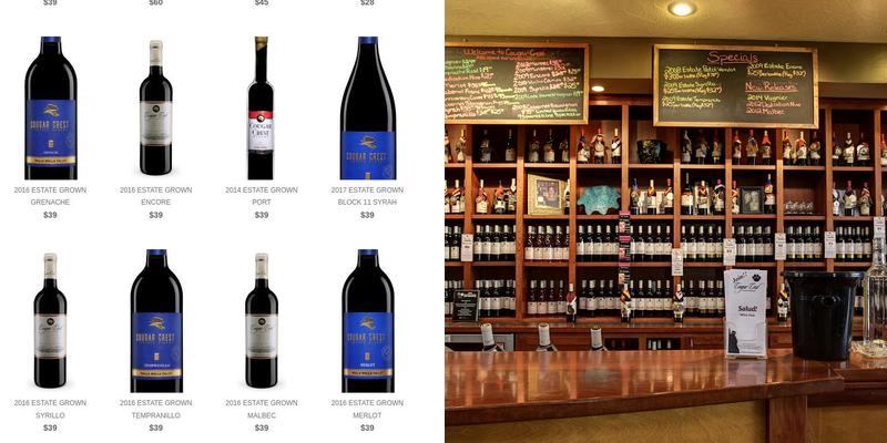 Cougar Crest Estate Winery Walla Walla Menu