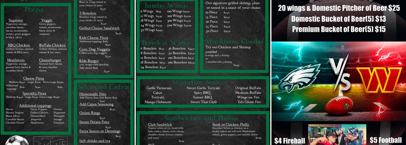 Paddy's Sports Bar & Grill Menu