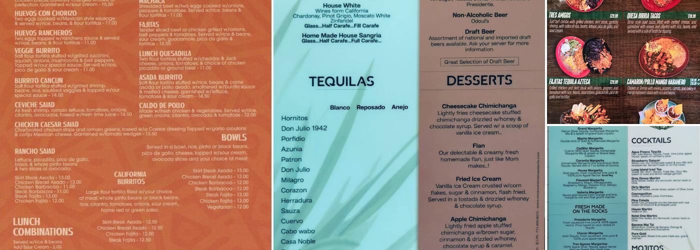 Tequila Azteca Menu