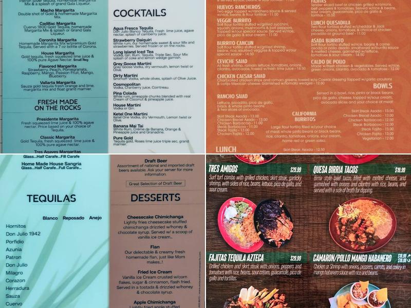 Tequila Azteca Menu