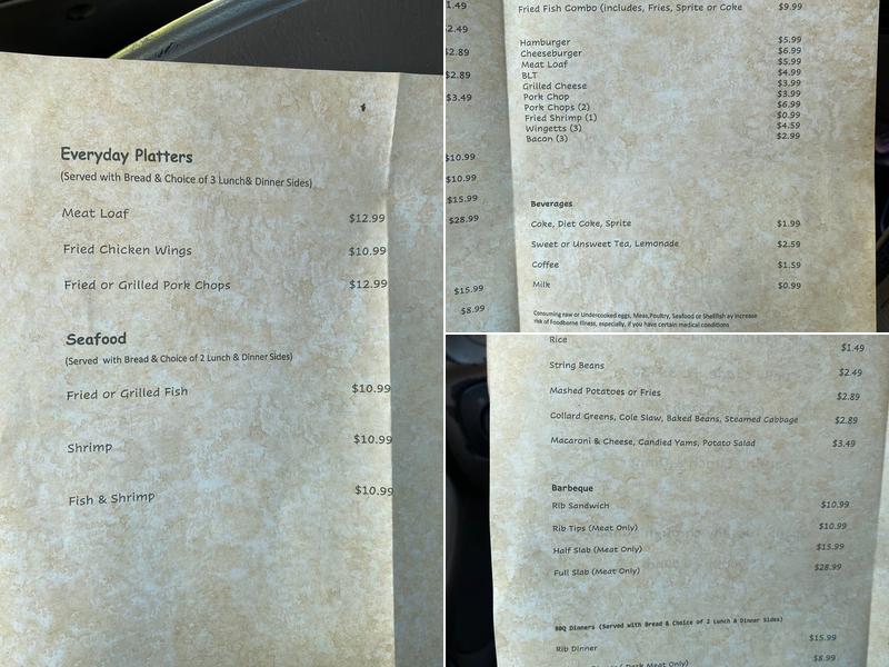 Nates Diner Menu