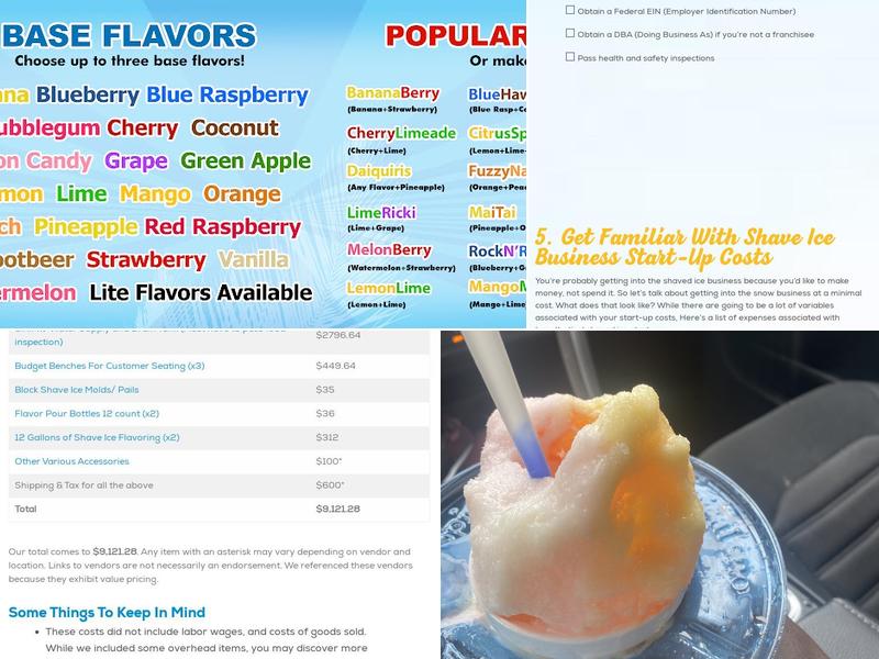 Tropical Sno Menu